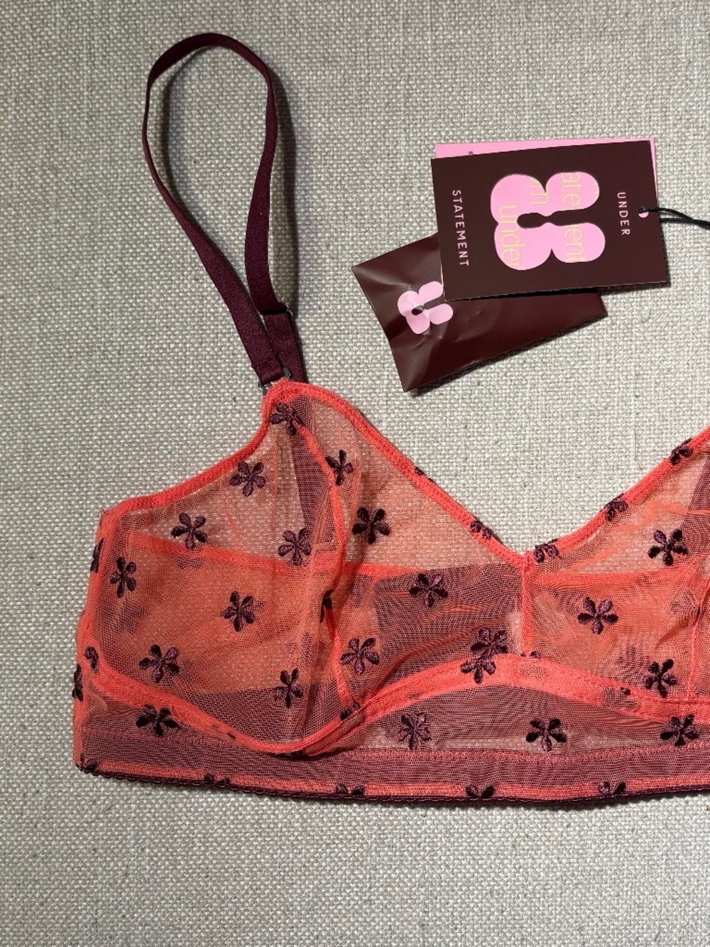 Understatement wireless mesh balconette bra, size XL NWT
